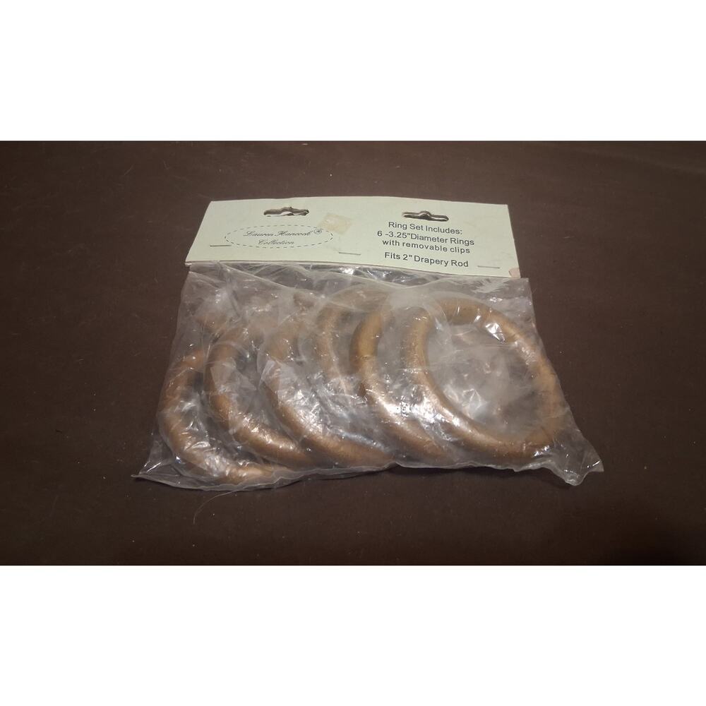 Vintage Lauren Hancock Metal Drapery Rod Ring W Removable Clips 6 Piece 3.25"D